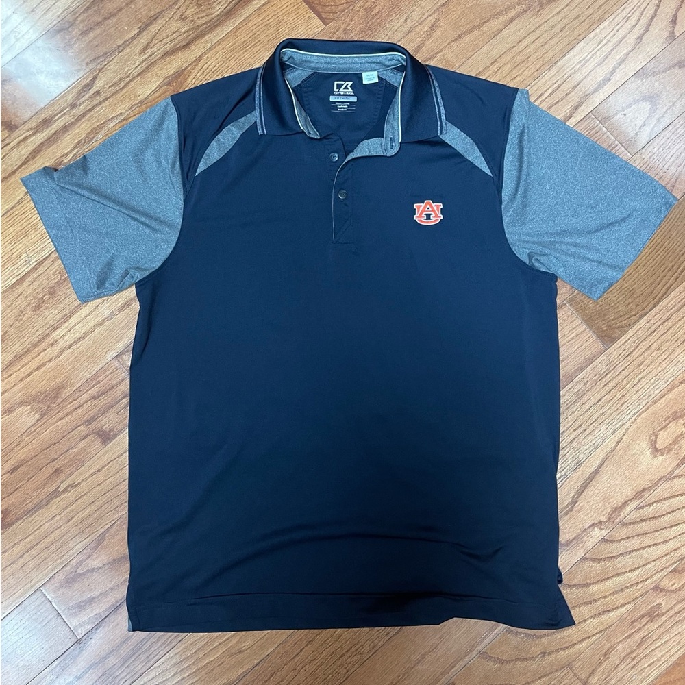 Cutter & Buck Men's Navy and Gray Auburn Polo Shirt Size M